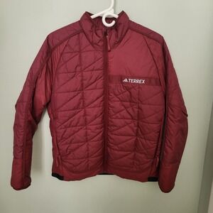 Adidas Terrex‎ Women Large Insulated Jacket in a red Burgundy Quilted Packable